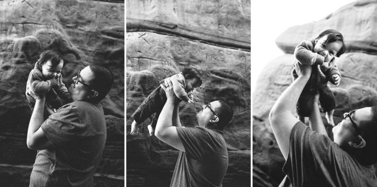 Dad and baby pose