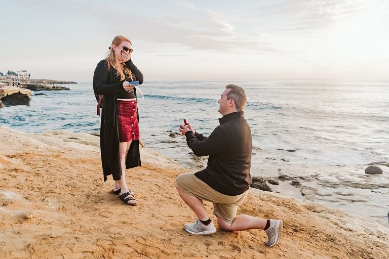 Sunset Cliffs San Diego Surprise Proposal Photoshoot