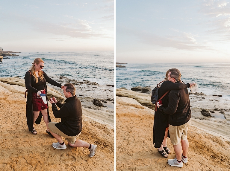 Sunset Cliffs San Diego Surprise Proposal Photoshoot